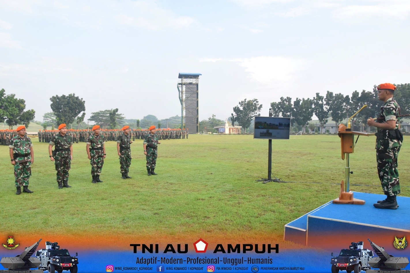 Komandan Wing Komando I Kopasgat Pimpin Apel Pagi dan Halal Bihalal Seluruh Jajaran Wing Komando I Kopasgat