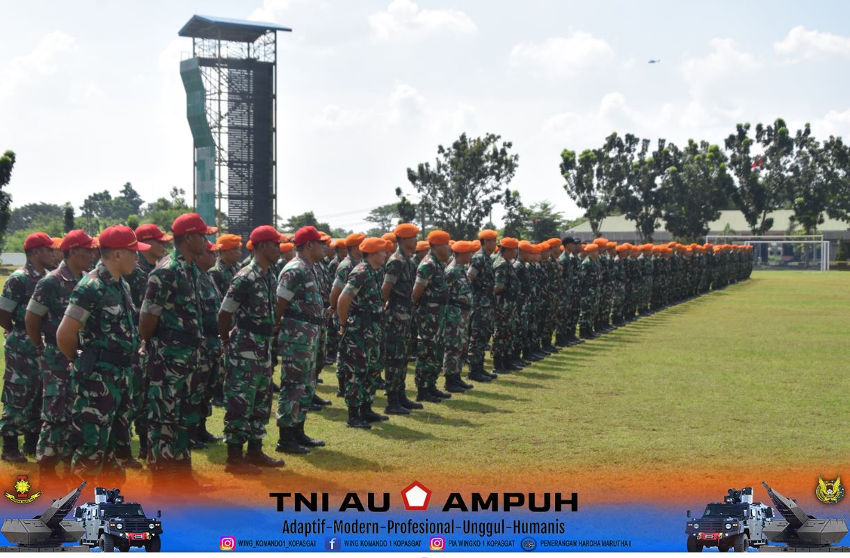 Komandan Wing Komando I Kopasgat Pimpin Apel Kesiapan Latihan Terjun Penyegaran