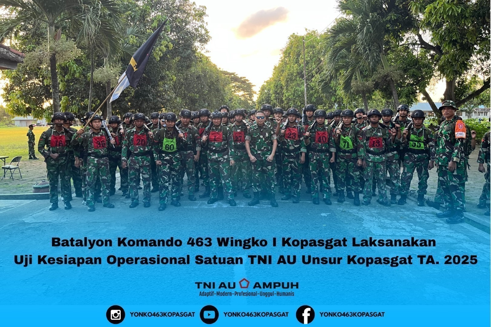 Batalyon Komando 463 Wingko I Kopasgat Laksanakan Uji Kesiapan Operasional Satuan TNI AU Unsur Kopasgat TA. 2025