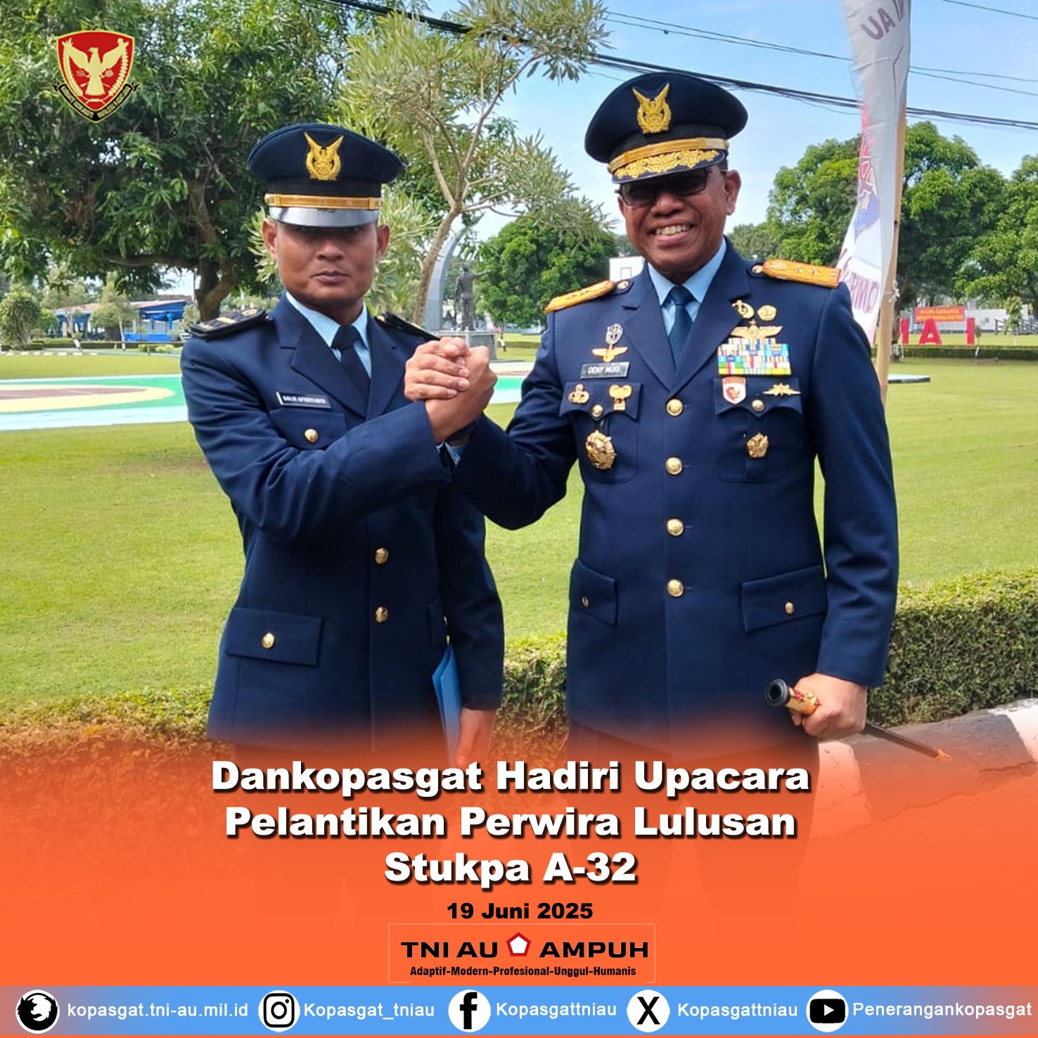 Dankopasgat Hadiri Upacara Pelantikan Perwira Lulusan  Stukpa A-32
