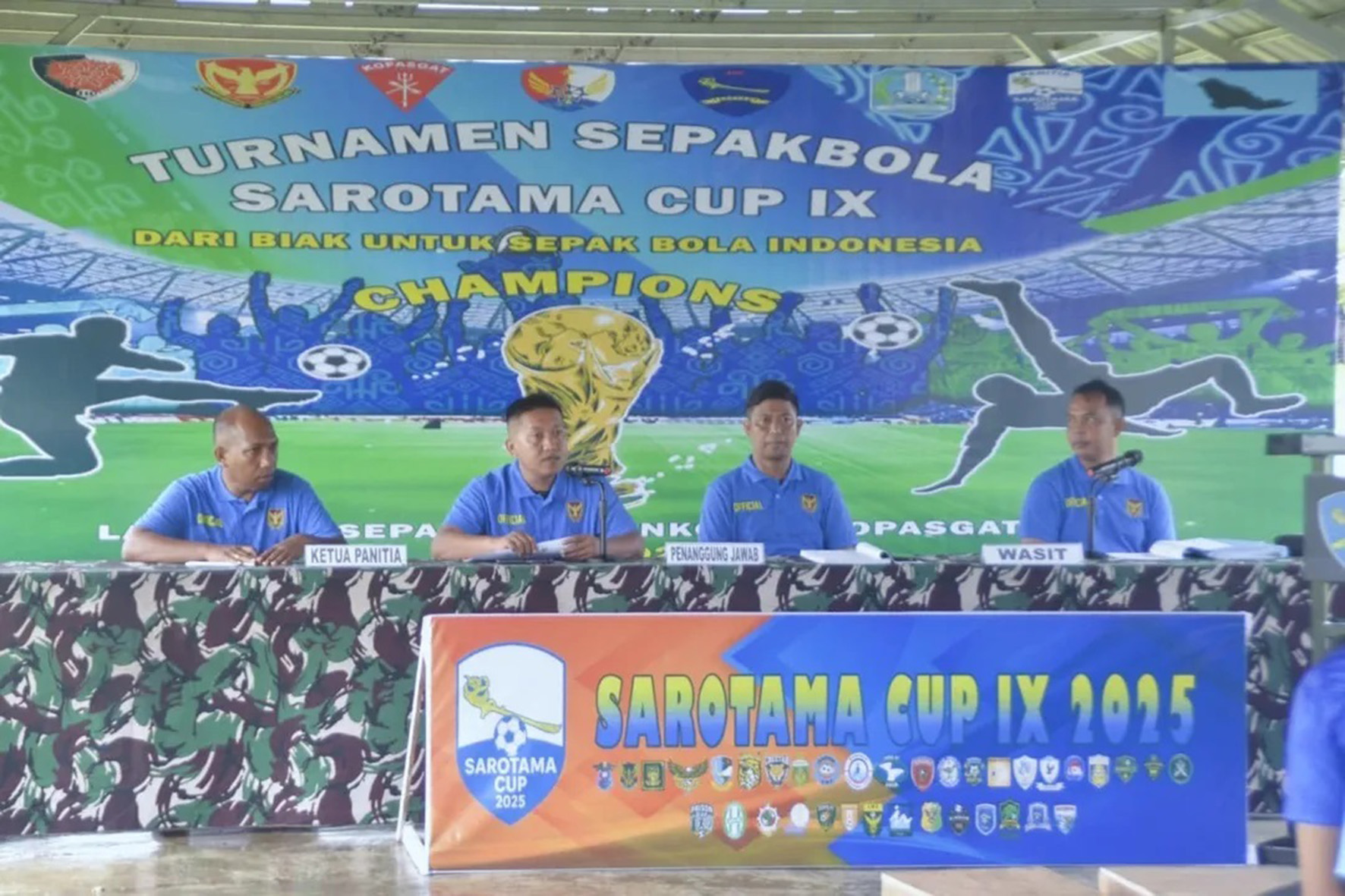 Komandan Batalyon Komando 468 Kopasgat Selaku Penanggung jawab Turnamen Sarotama Cup IX tahun 2025 membuka pelaksanaan Teknikal Meeting