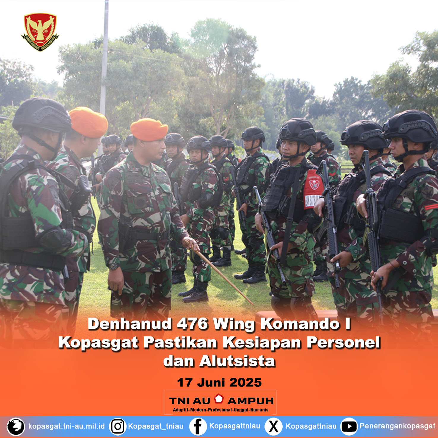 Denhanud 476 Wing Komando I Kopasgat Pastikan Kesiapan Personel Dan Alutsista Dalam Rangka Kesiapan Gelar Operasi Perlindungan Kekuatan Udara di Lanud Iswahjudi