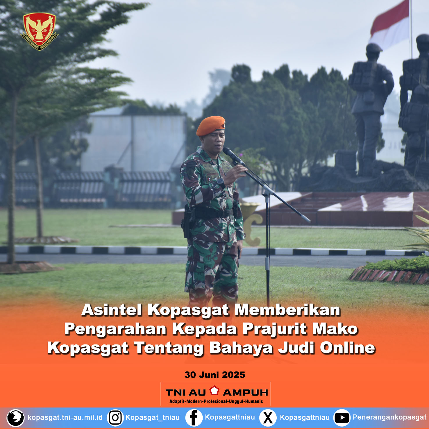 Asintel Kopasgat Memberikan Pengarahan Kepada Prajurit Mako Kopasgat Tentang Bahaya Judi Online