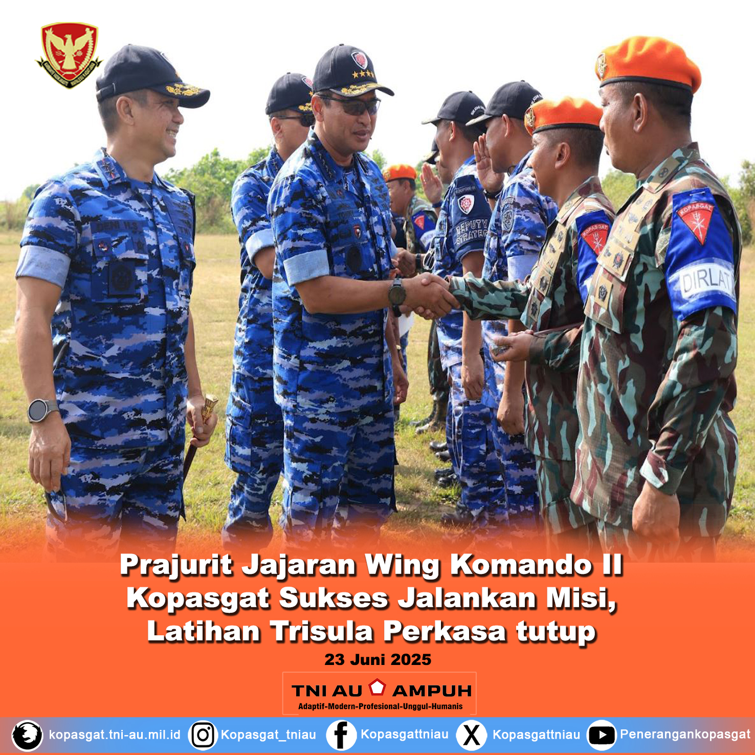 Prajurit Jajaran Wing Komando II Kopasgat Sukses Jalankan Misi, Latihan Trisula Perkasa Resmi Ditutup