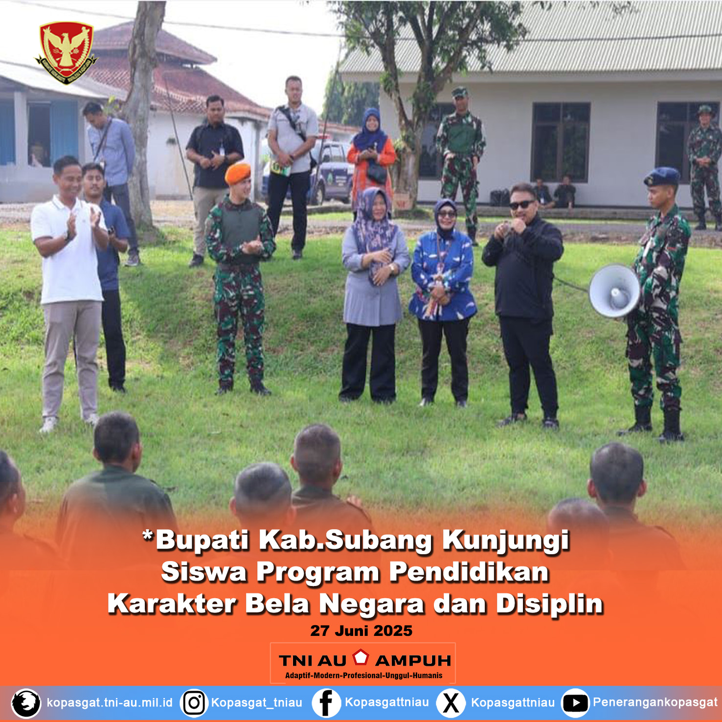 *Bupati Kab.Subang Kunjungi Siswa Program Pendidikan Karakter Bela Negara dan Disiplin di Ksatrian Kompi Senapan C Yonko 461 Kopasgat*
