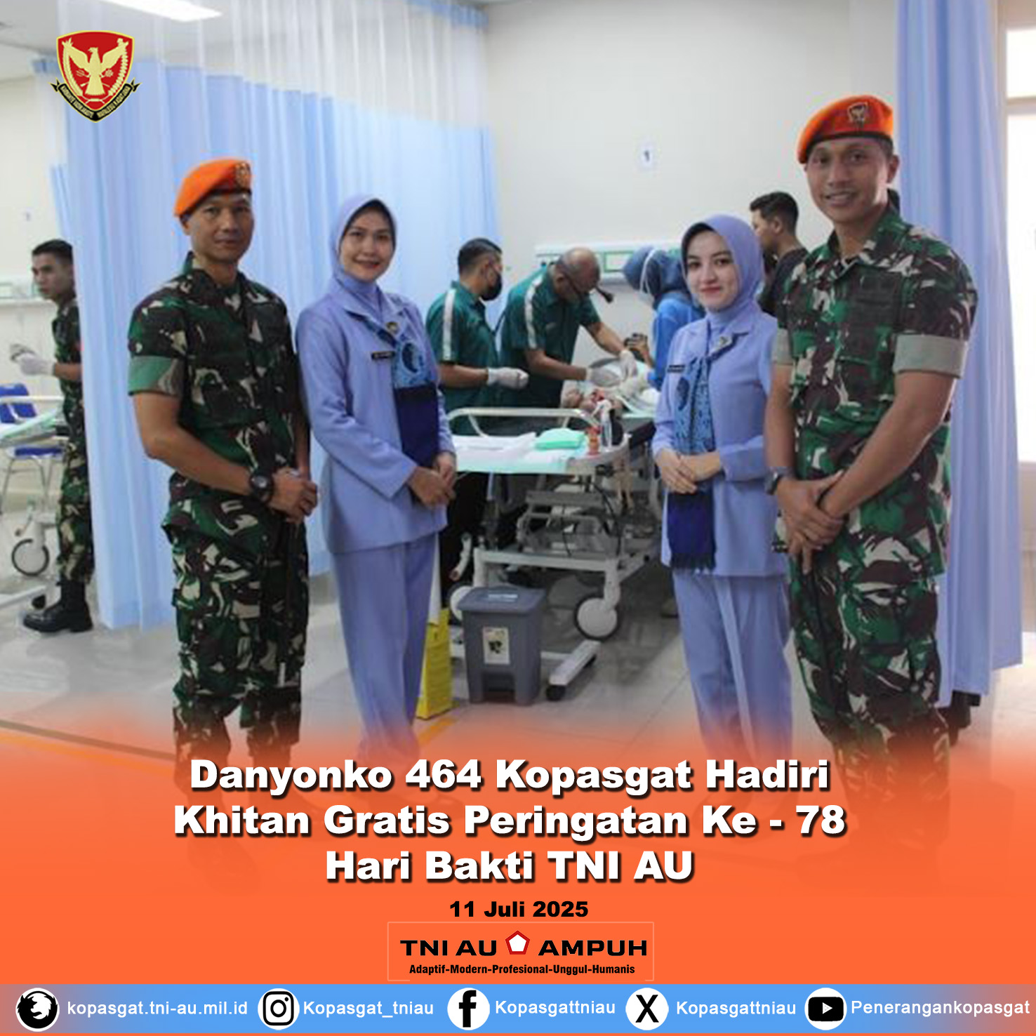 Danyonko 464 Kopasgat Hadiri Khitan Gratis Peringatan Ke – 78 Hari Bakti TNI AU