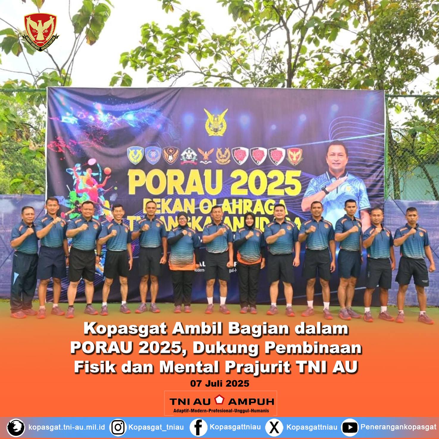 Kopasgat Ambil Bagian dalam PORAU 2025, Dukung Pembinaan Fisik dan Mental Prajurit TNI AU