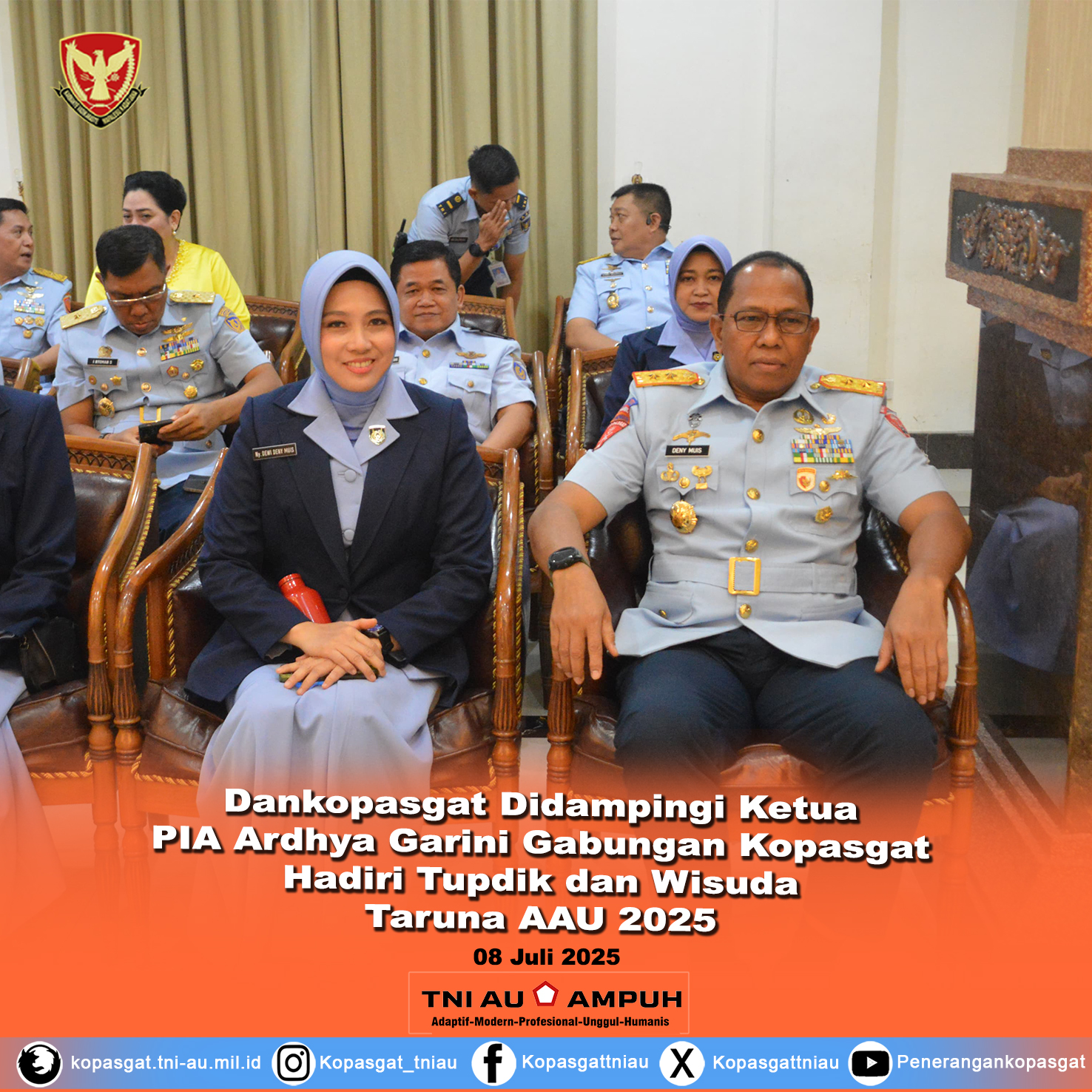 Dankopasgat Didampingi Ketua PIA Ardhya Garini Gabungan Kopasgat Hadiri Tupdik dan Wisuda Taruna AAU 2025