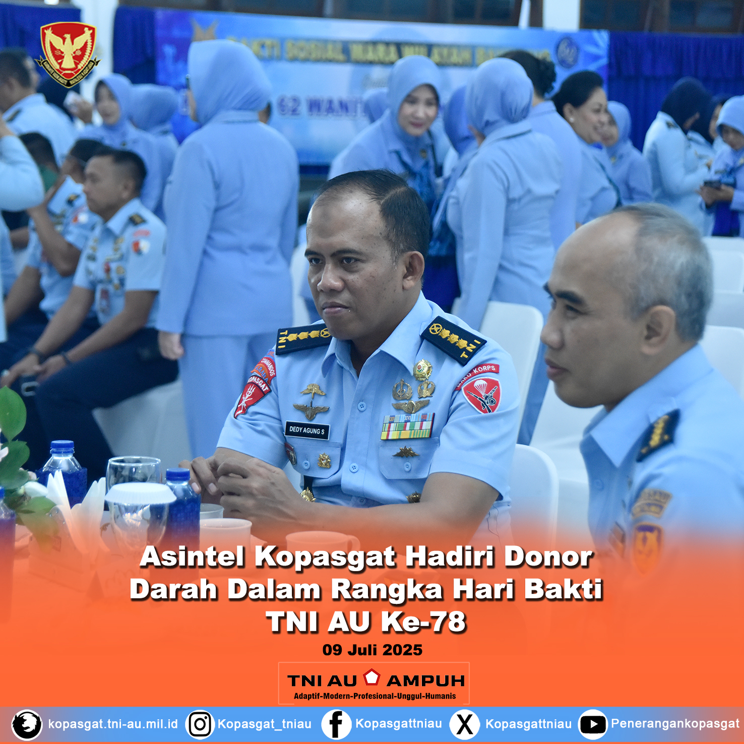Asintel Kopasgat Hadiri Donor Darah Dalam Rangka Hari Bakti TNI AU Ke-78