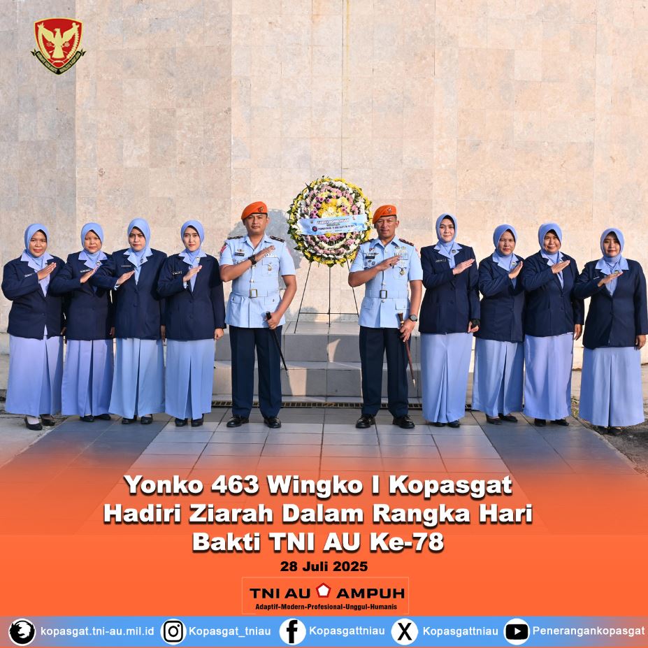 Yonko 463 Wingko I Kopasgat Hadiri Ziarah Dalam Rangka Hari Bakti TNI AU Ke-78 Di TMP Magetan