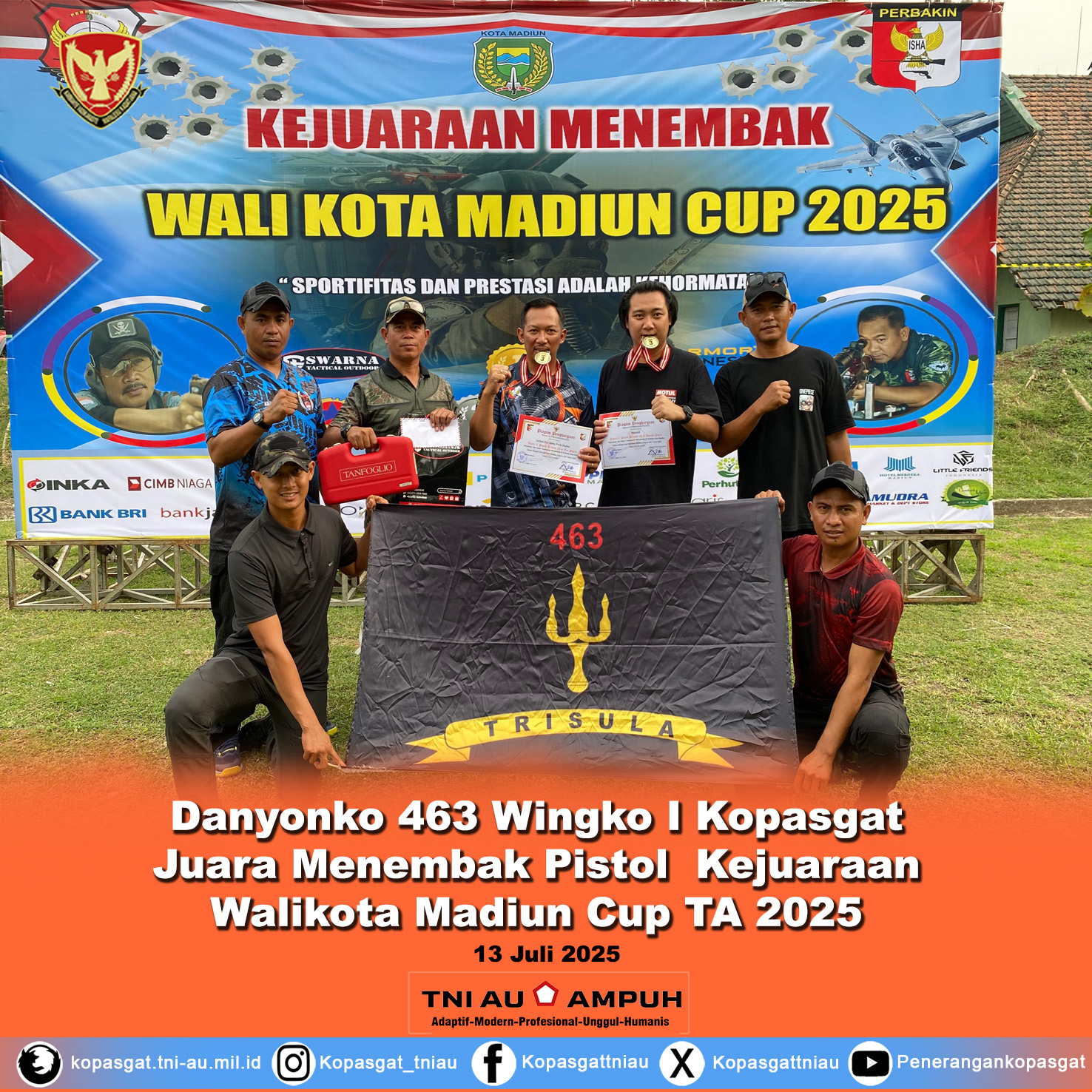 Danyonko 463 Wingko I Kopasgat Raih Juara Menembak Pistol di Kejuaraan Walikota Madiun Cup TA 2025