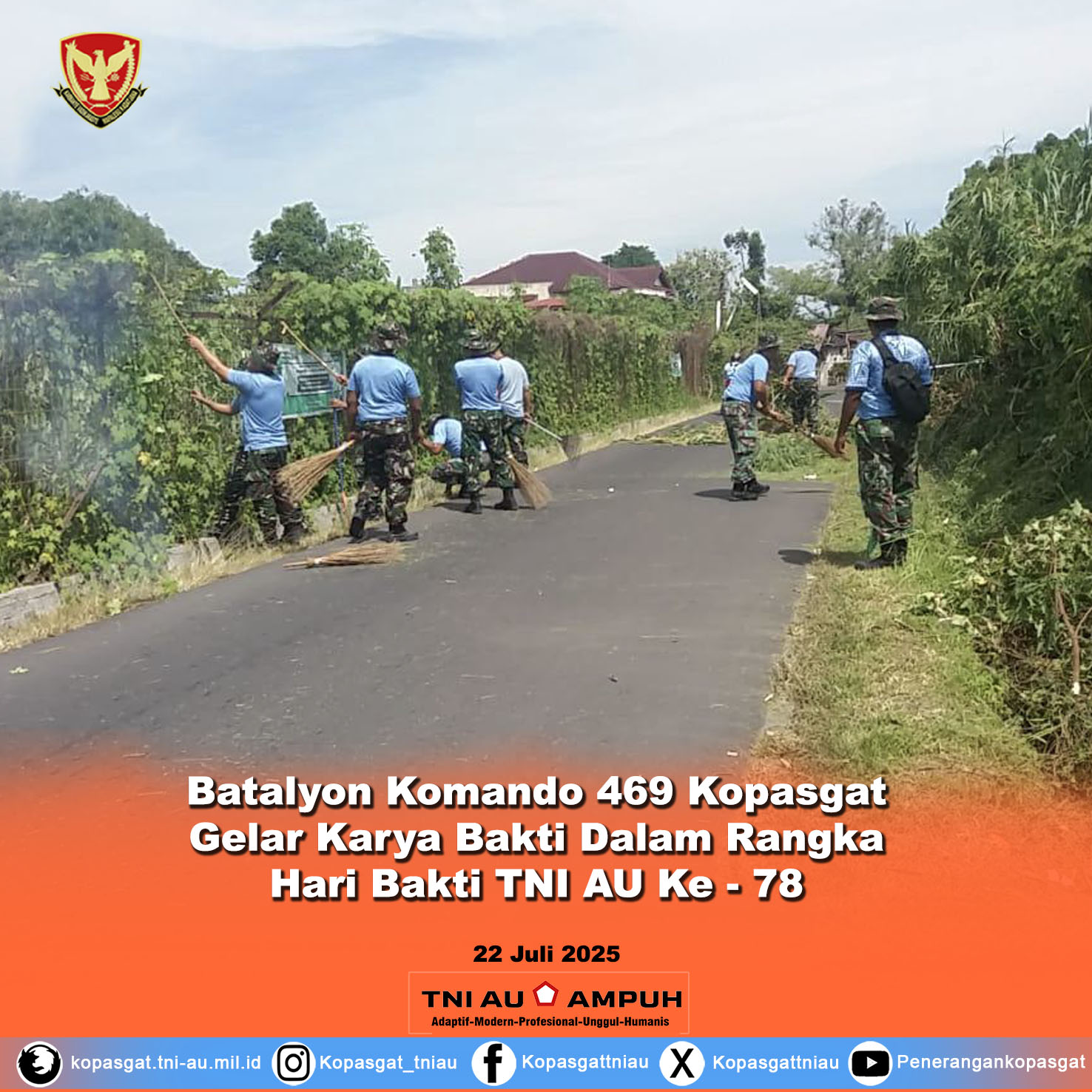 Batalyon Komando 469 Kopasgat Gelar Karya Bakti, Dalam Rangka Memperingati Hari Bakti TNI AU Ke-78