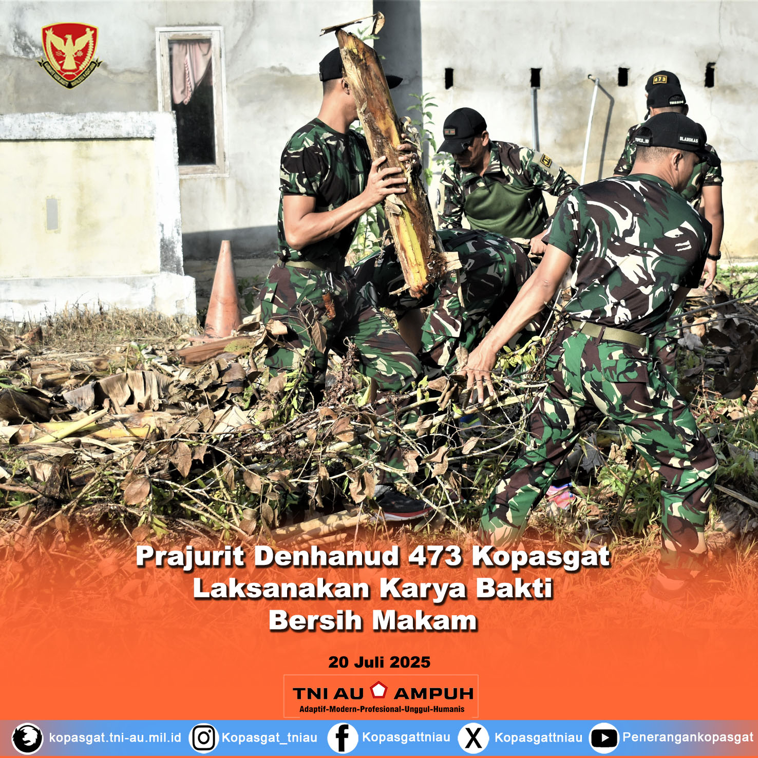 Prajurit Denhanud 473 Kopasgat Laksanakan Karya Bakti Bersih Makam 