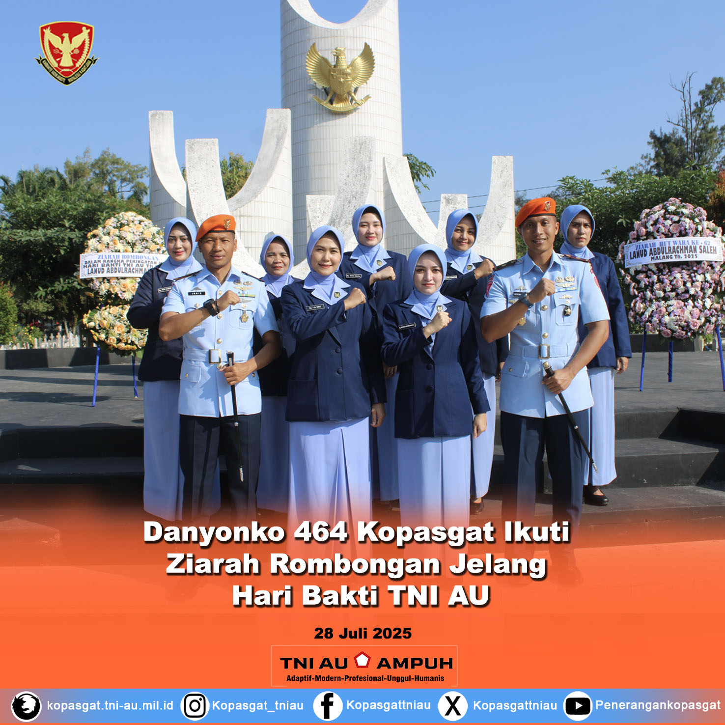 Danyonko 464 Kopasgat Ikuti Ziarah Rombongan Jelang Hari Bakti TNI AU