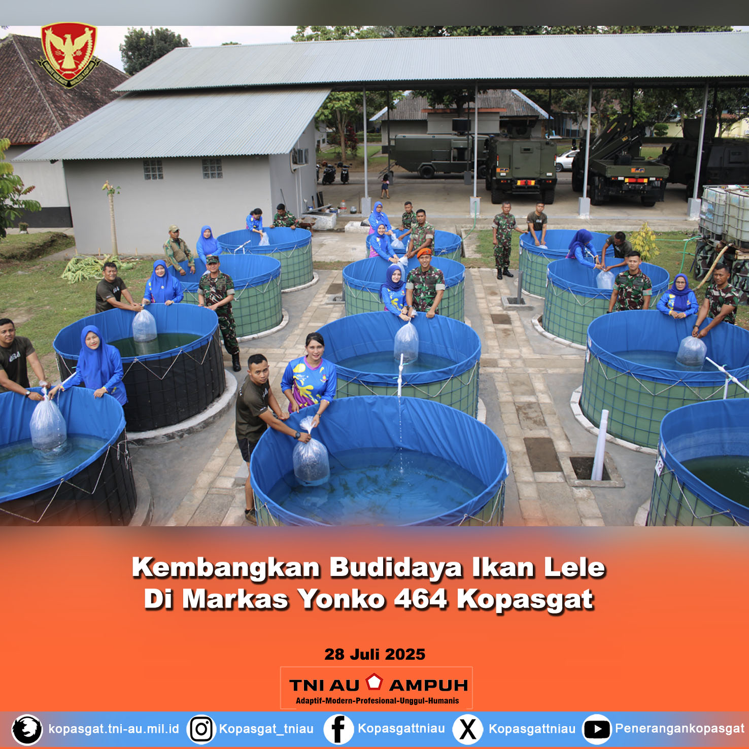 Kembangkan Budidaya Ikan Lele Di Markas Yonko 464 Kopasgat, Langkah Strategis Dukung Program Ketahanan Pangan
