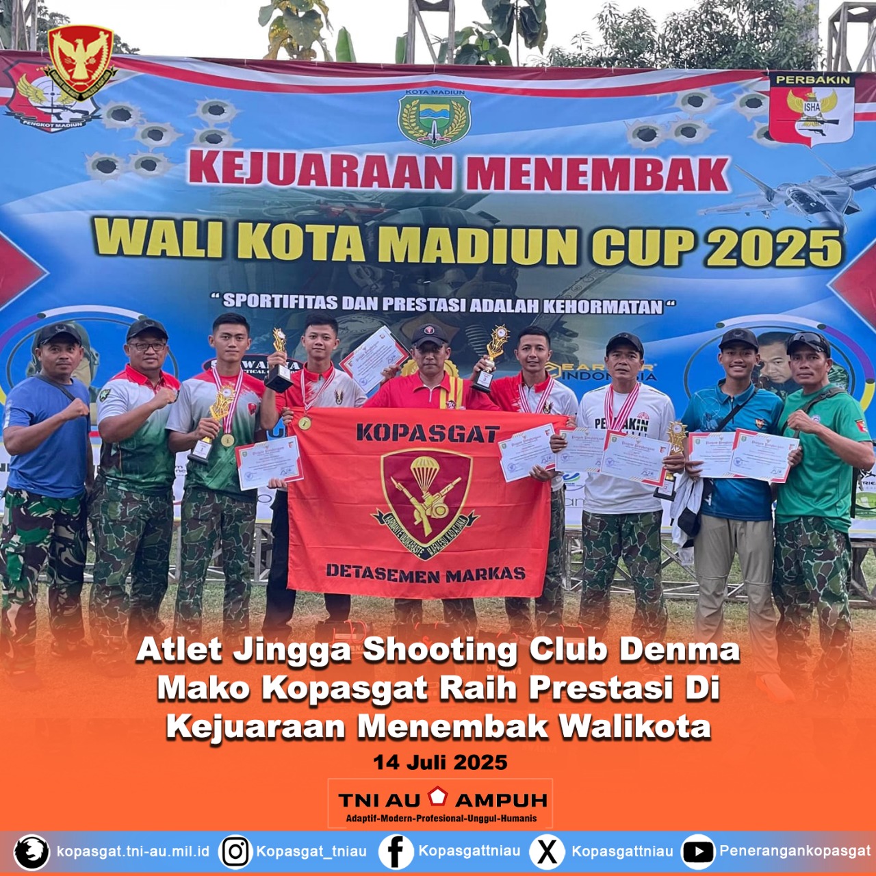 Atlet Jingga Shooting Club Denma Mako Kopasgat Raih Prestasi Di Kejuaraan Menembak Walikota Cup Perbakin Madiun 2025