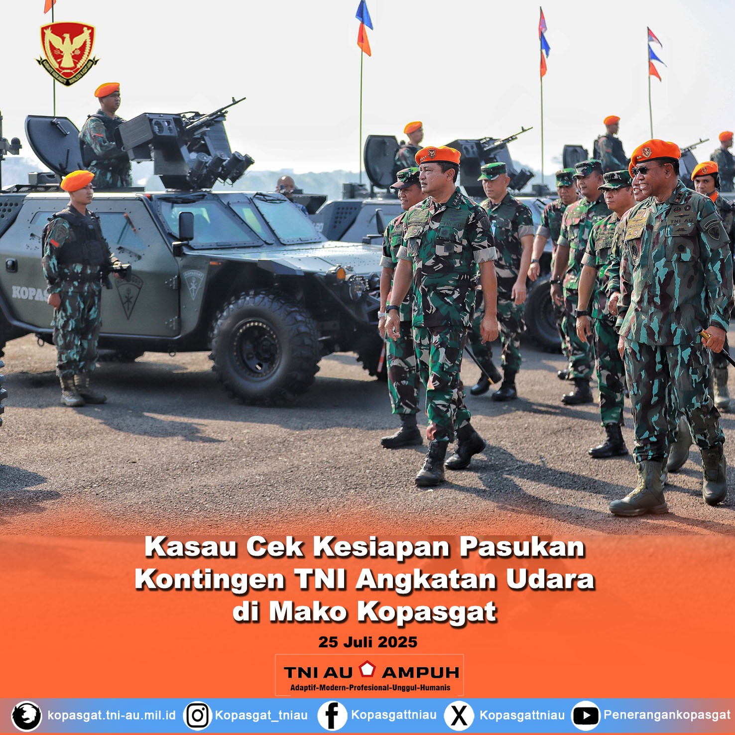 Kasau Cek Kesiapan Pasukan Kontingen TNI Angkatan Udara di Mako Kopasgat