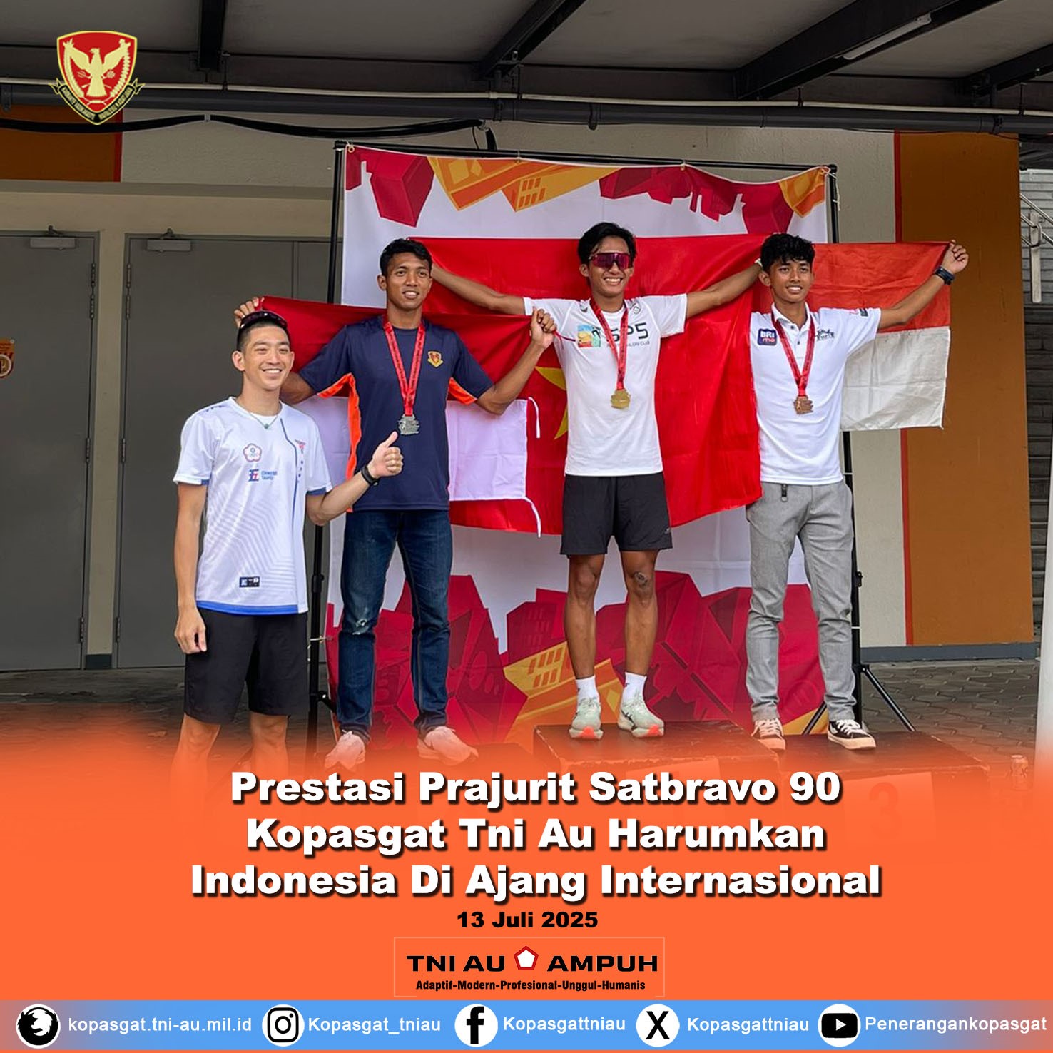 Prestasi Prajurit Satbravo 90 Kopasgat Tni Au Harumkan Indonesia Di Ajang Internasional UIPM Global Laser Run 2025 Di Singapura