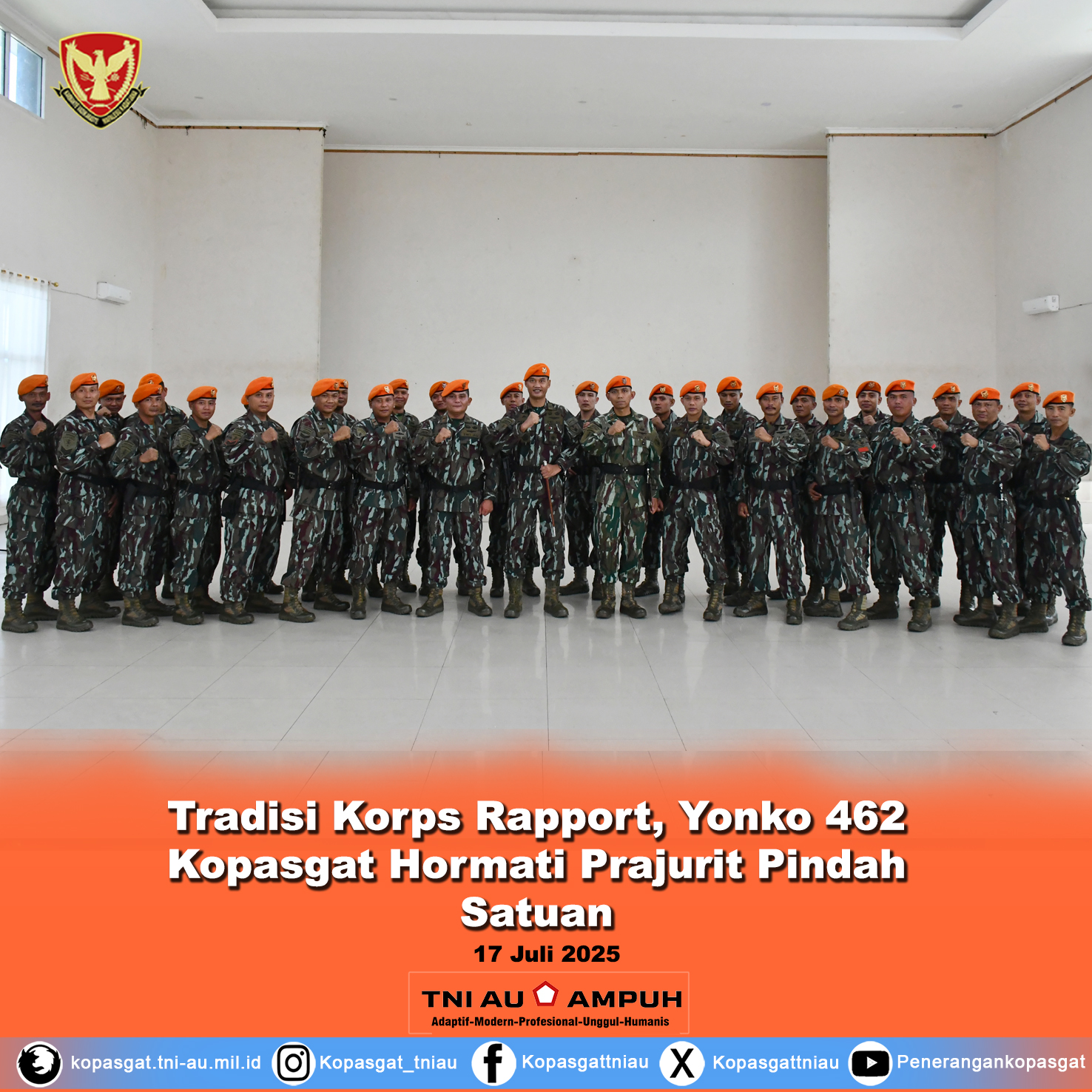 Tradisi Korps Rapport, Yonko 462 Kopasgat Hormati Prajurit Pindah Satuan
