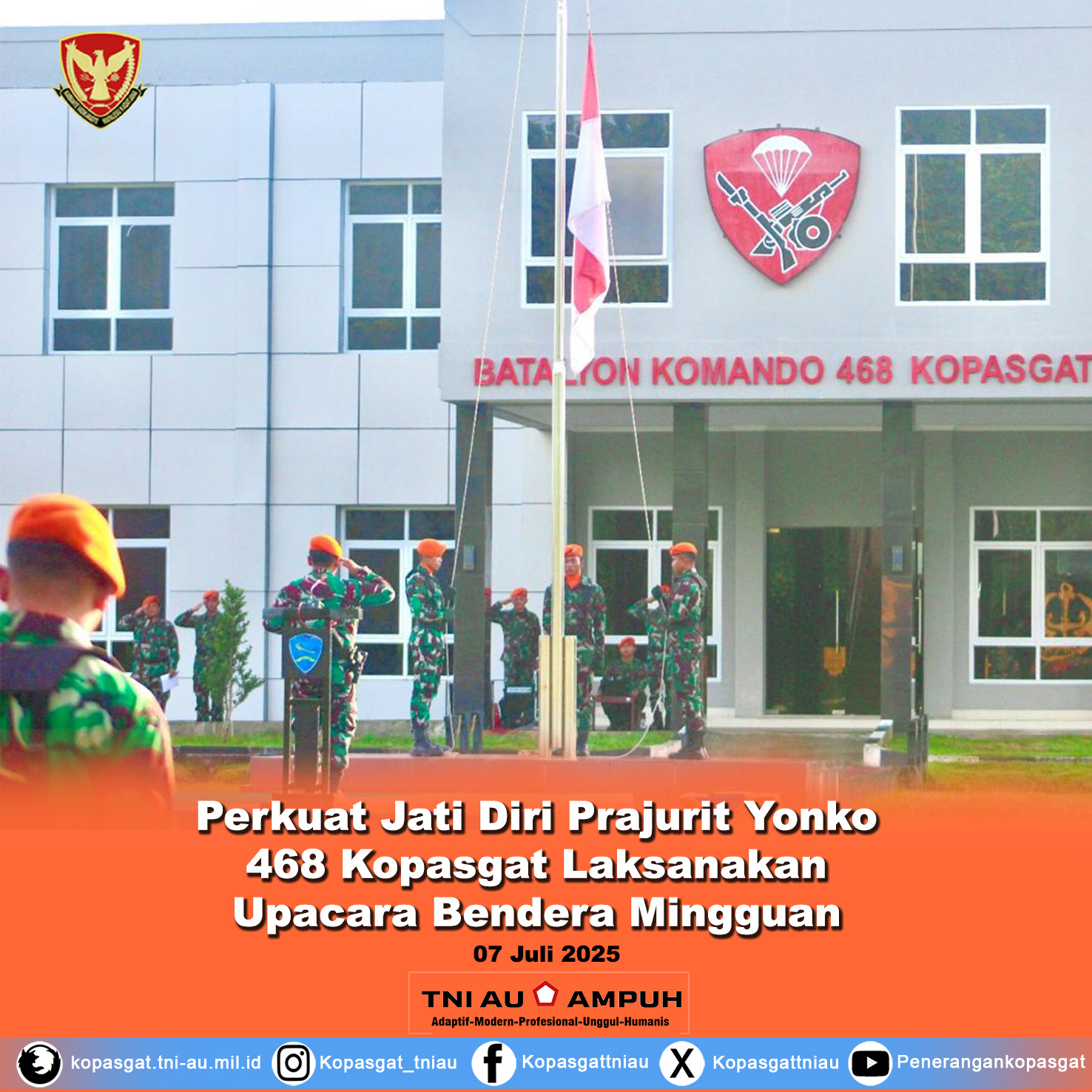 PRAJURIT WING KOMANDO I KOPASGAT DUKUNG PENUH TIM SEPAKBOLA KOPASGAT DALAM LAGA PERTANDINGAN MELAWAN KOOPSUD II